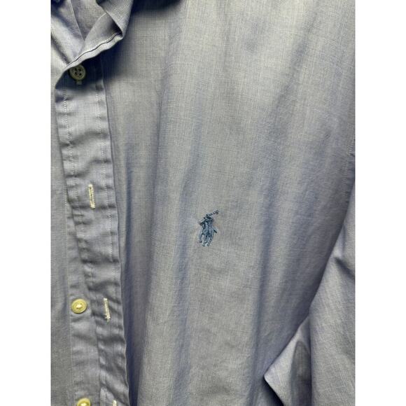 Mens Polo Ralph Lauren Blue Long‎ Sleeve Button Down Oxford Shirt Size 18-34/35 - Picture 2 of 11